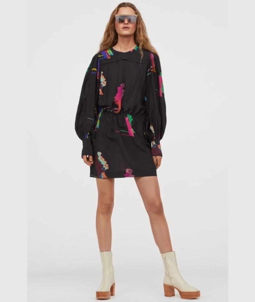 🔥H&M Studio Collection Balloon Sleeve Tunic Mini Dress Artsy Boho Avant Garde